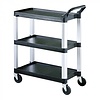 HorecaTraders Chariot de service | aluminium | plastique | gris | 3 planches