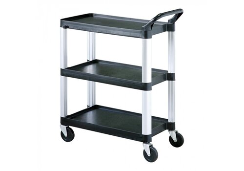  HorecaTraders Chariot de service | aluminium | plastique | gris | 3 planches 