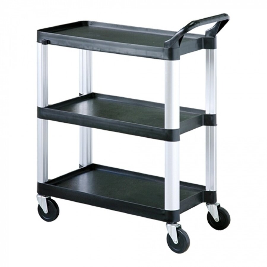 Serving trolley | aluminum | plastic | gray |3 shelves
