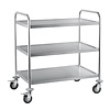 HorecaTraders Stainless steel serving trolley with 3 tiers 97h / 82.1b / 57.1d (cm)
