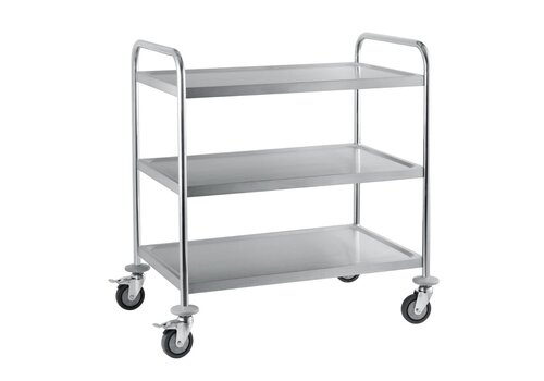  HorecaTraders Chariot de service en acier inoxydable à 3 niveaux 