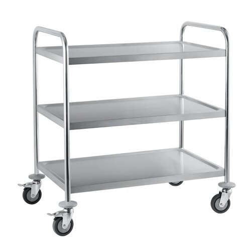  HorecaTraders Chariot de service en acier inoxydable à 3 niveaux 