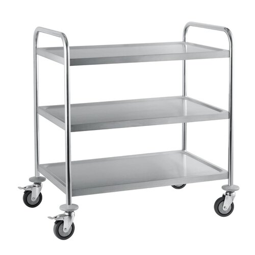  HorecaTraders Stainless steel serving trolley with 3 levels 