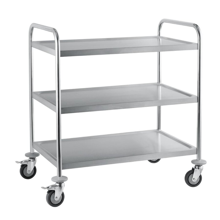 Chariot de service en acier inoxydable à 3 niveaux 97h / 82,1l / 57,1p (cm)