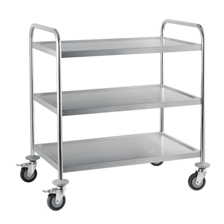 Stainless steel serving trolley with 3 tiers 97h / 82.1b / 57.1d (cm)
