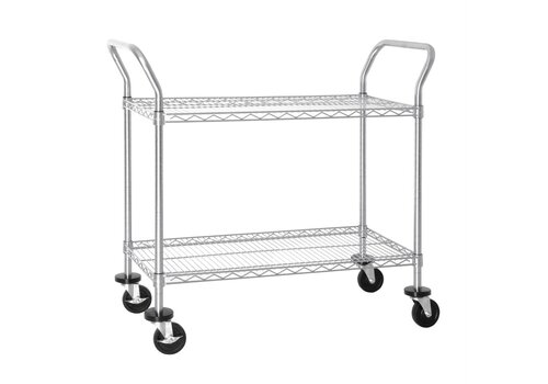  HorecaTraders Chrome-plated serving trolley with 2 trays 