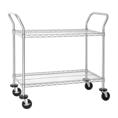  HorecaTraders Chrome plated serving trolley with 2 shelves 