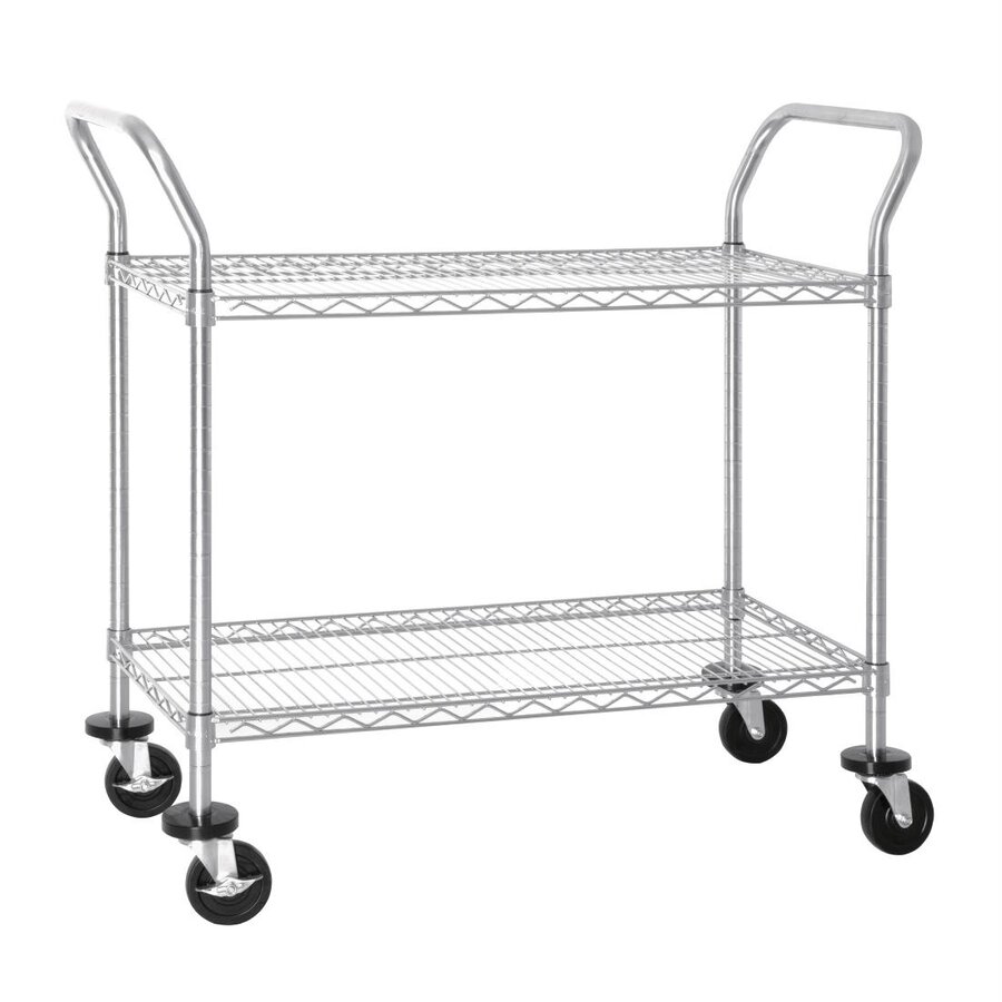 Verchromter Servierwagen mit 2 Ablagen