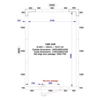 cold room + plug-in motor | +0/+5°C | 240 x 360 x 240 cm