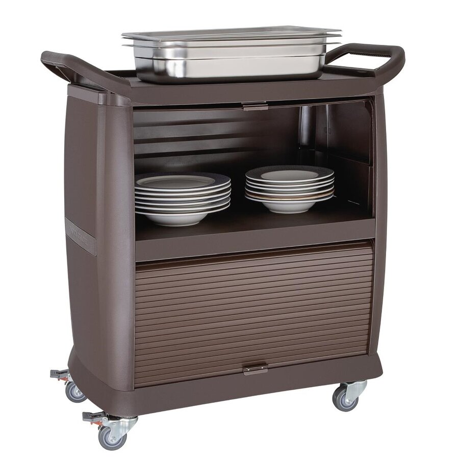 Polypropylene serving trolley with 3 shelves
