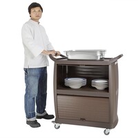 Polypropylene serving trolley with 3 shelves
