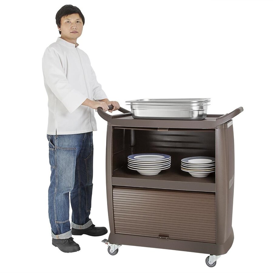 Polypropylene serving trolley with 3 shelves