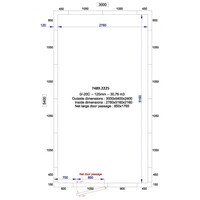 cold room + plug-in motor | +0/+5°C | 300 x 540 x 240 cm