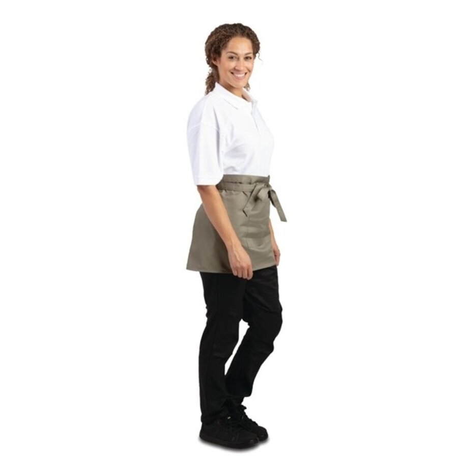 Short apron olive green 37.3(l)x75(w)cm