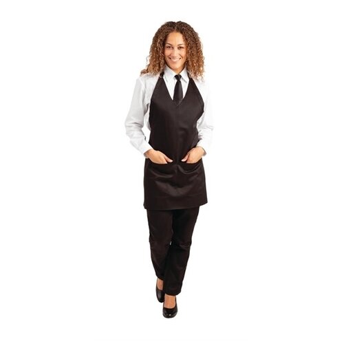  HorecaTraders Black V-neck Halter Apron 