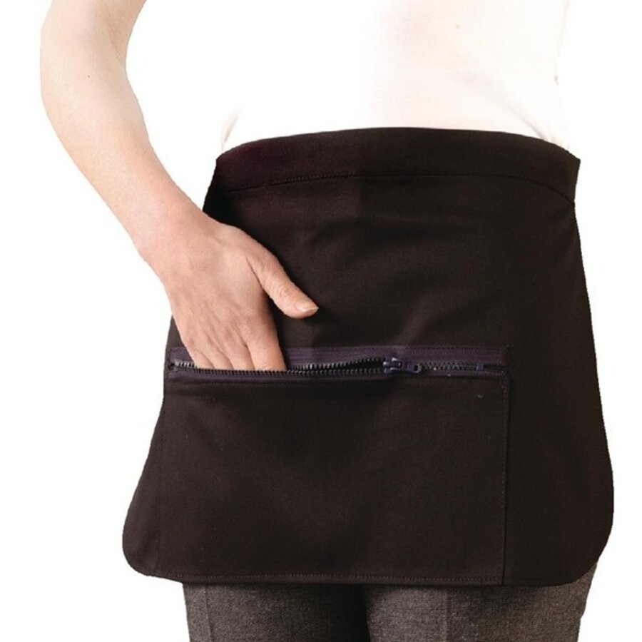 Money apron with pocket and zipper black