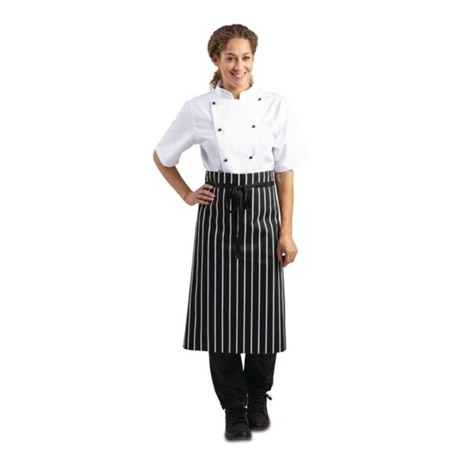 Standard black and white striped apron