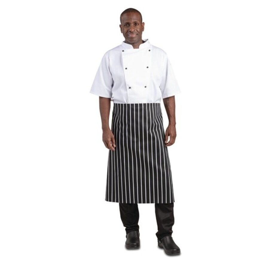 Standard black and white striped apron
