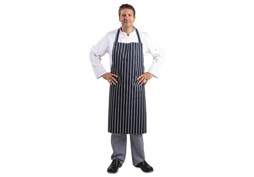  HorecaTraders Halter apron blue and white striped extra long 