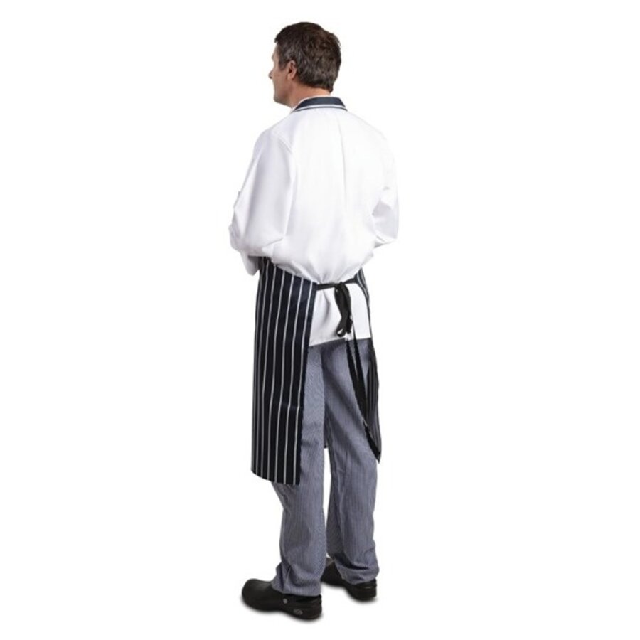 Halter apron blue and white striped extra long