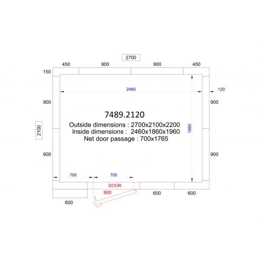 Freezer cell + insert motor | -20/-10 °C | 270 x 210 x 220 cm