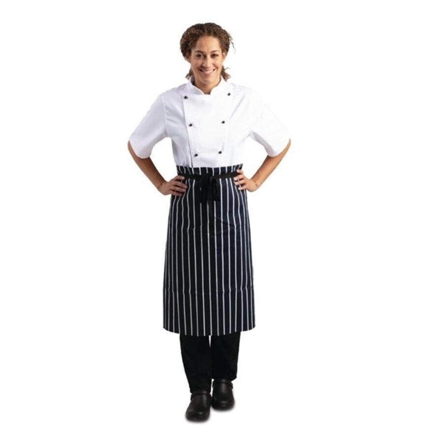 Blue-white striped apron