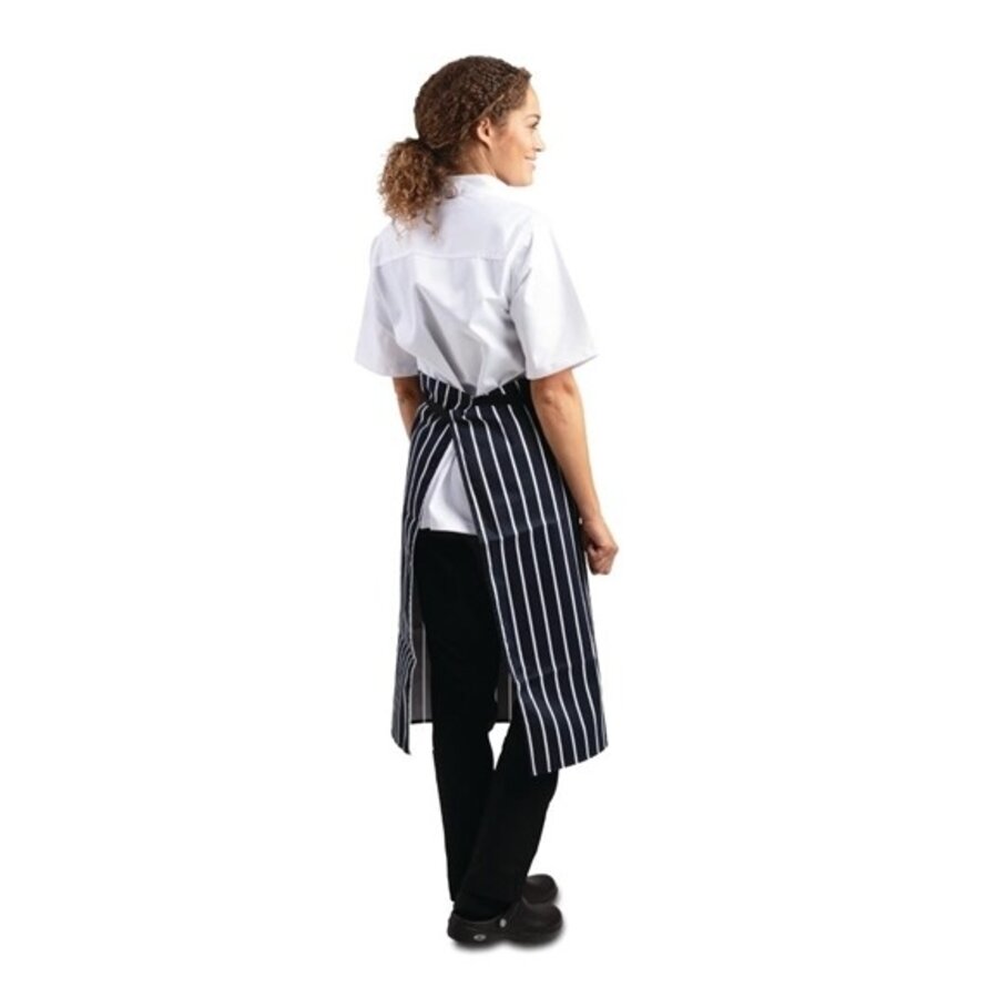 Blue-white striped apron