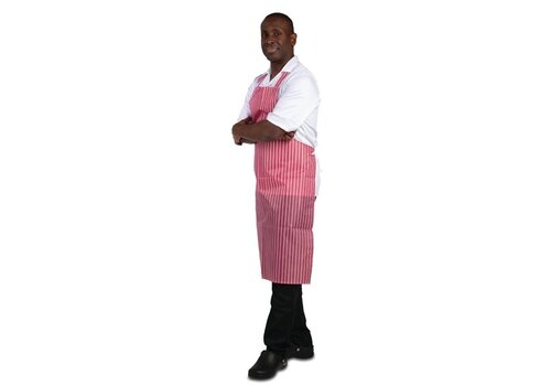  HorecaTraders Waterproof apron red and white striped 