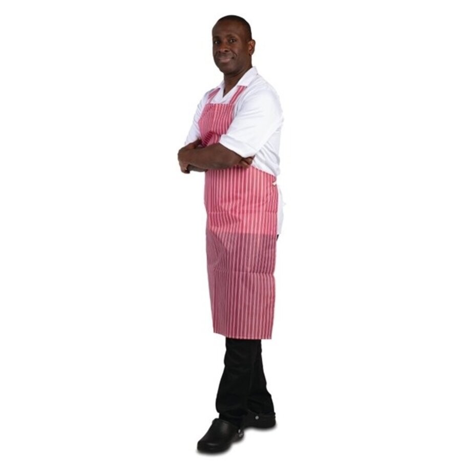 Waterproof apron red and white striped