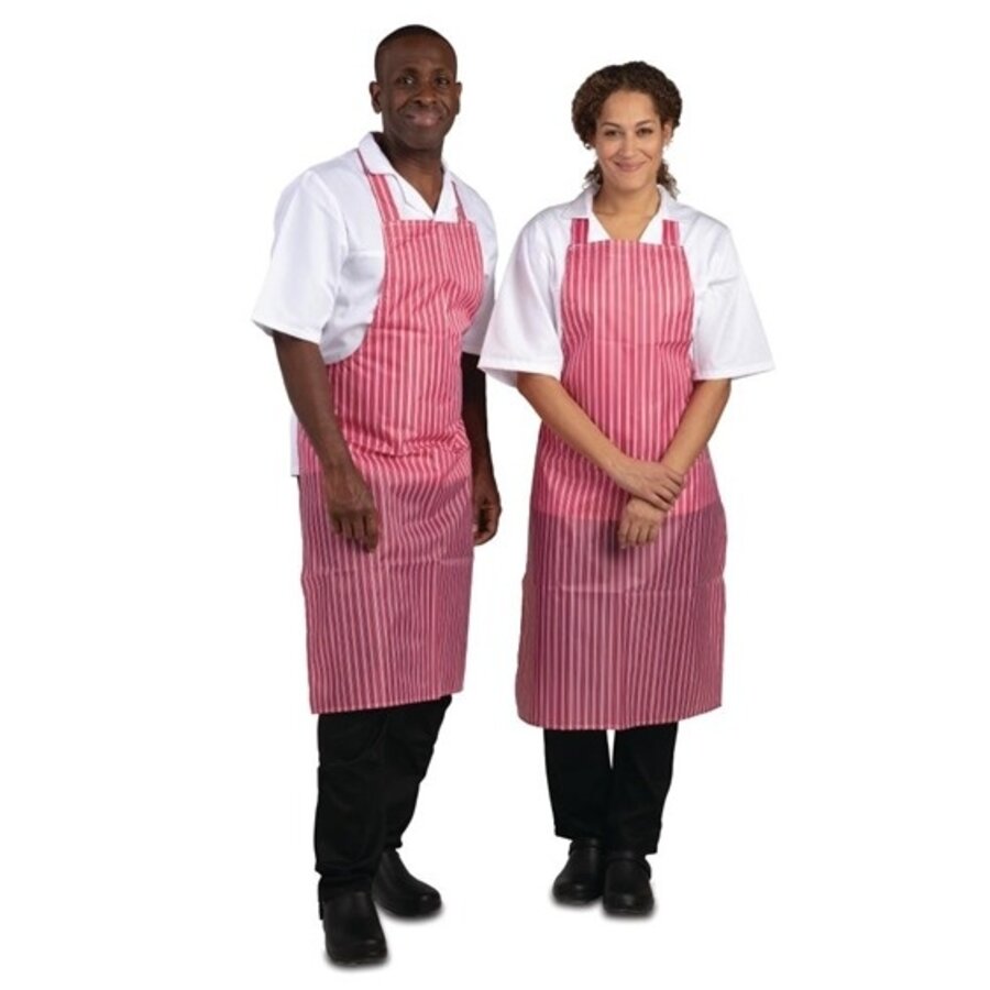 Waterproof apron red and white striped