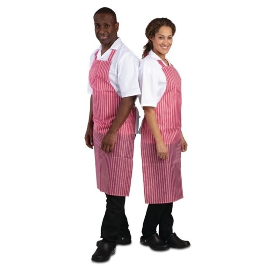 Waterproof apron red and white striped