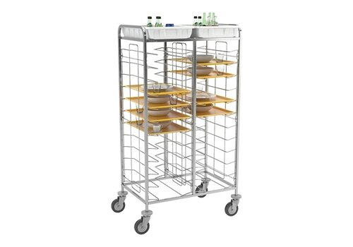  HorecaTraders Tray trolley | Stainless steel | 53 x 37 cm | 12 floors | Euro standard possible 