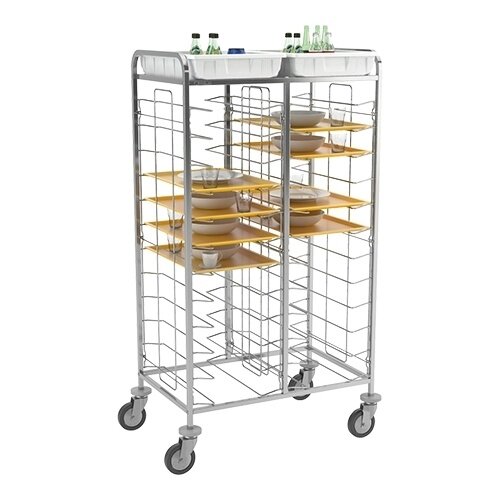  HorecaTraders Tray trolley | Stainless steel | 53 x 37 cm | 12 floors | Euro standard possible 