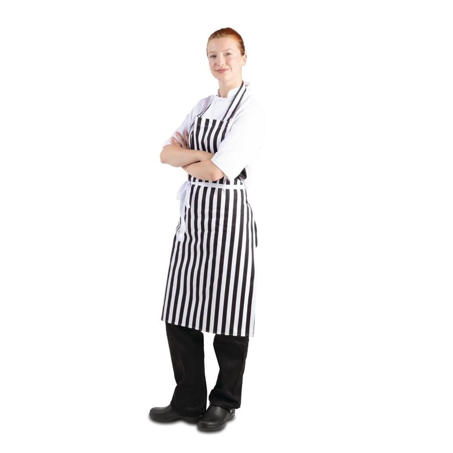 Black and white striped halter apron