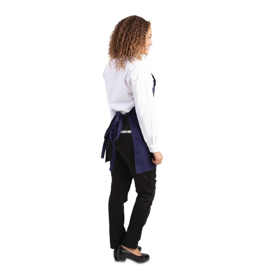 V-neck apron dark blue
