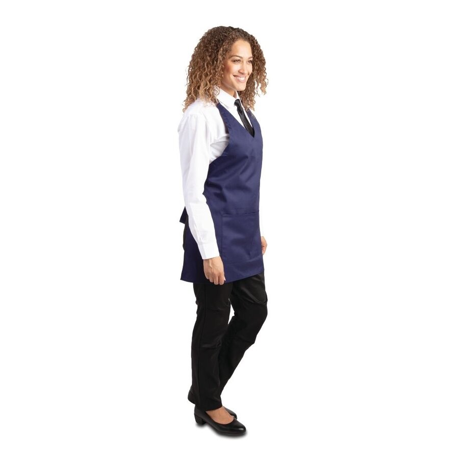 V-neck apron dark blue