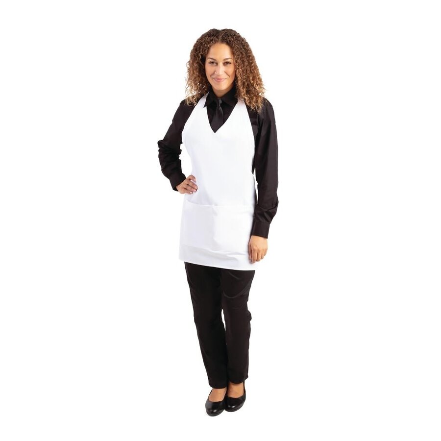 V-neck apron white