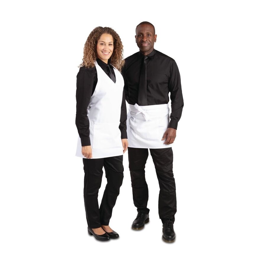 V-neck apron white