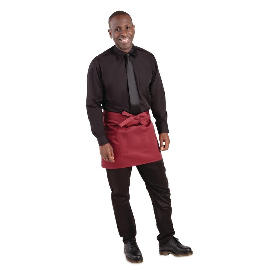 Short apron in burgundy