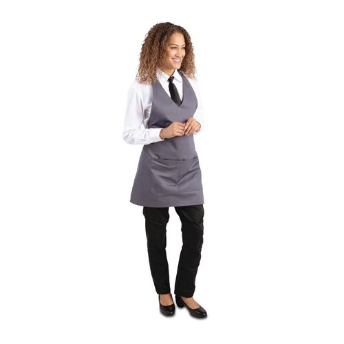  HorecaTraders Calf apron with V-neck, gray 