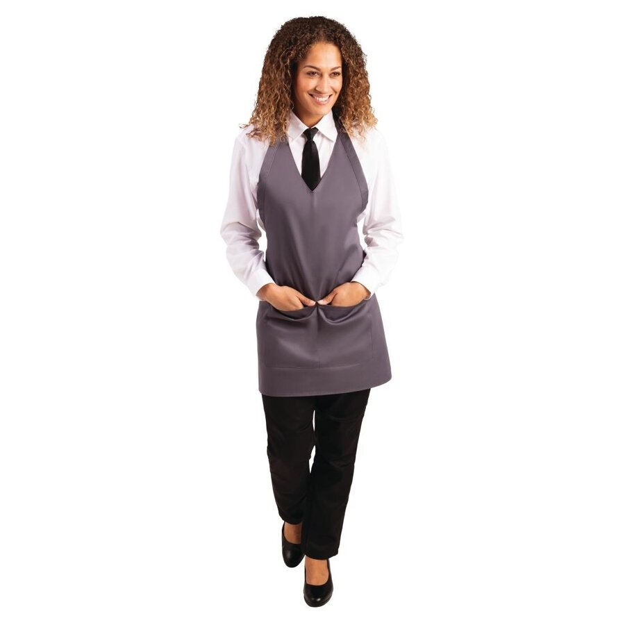 Calf apron with V-neck, gray