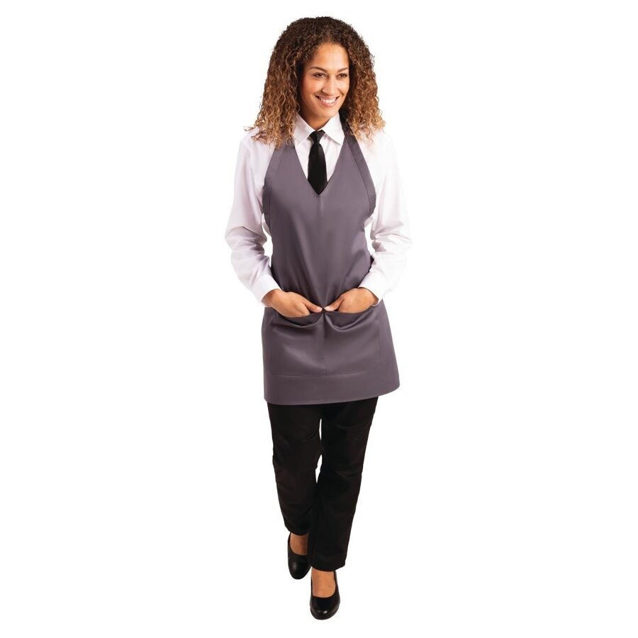 Grey V-neck apron