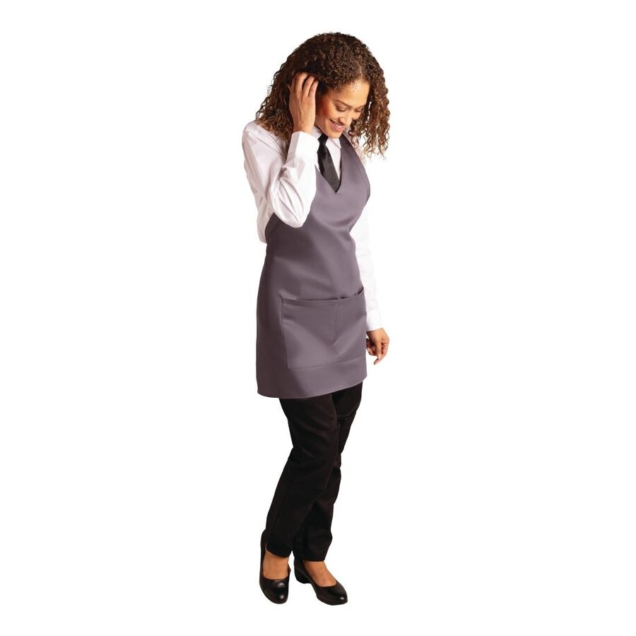 Calf apron with V-neck, gray