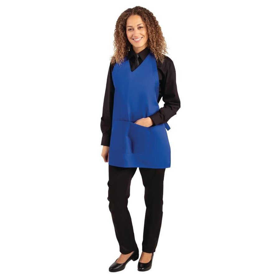 V-neck apron blue