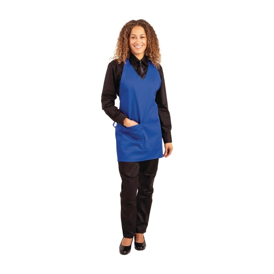 V-neck apron blue