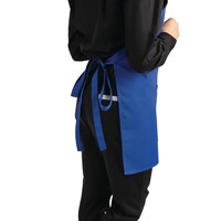 Halter apron with V-neck blue