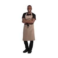 Polycotton halter apron light brown