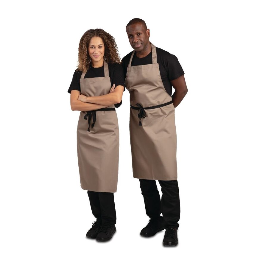 Tablier licou en polycoton marron clair