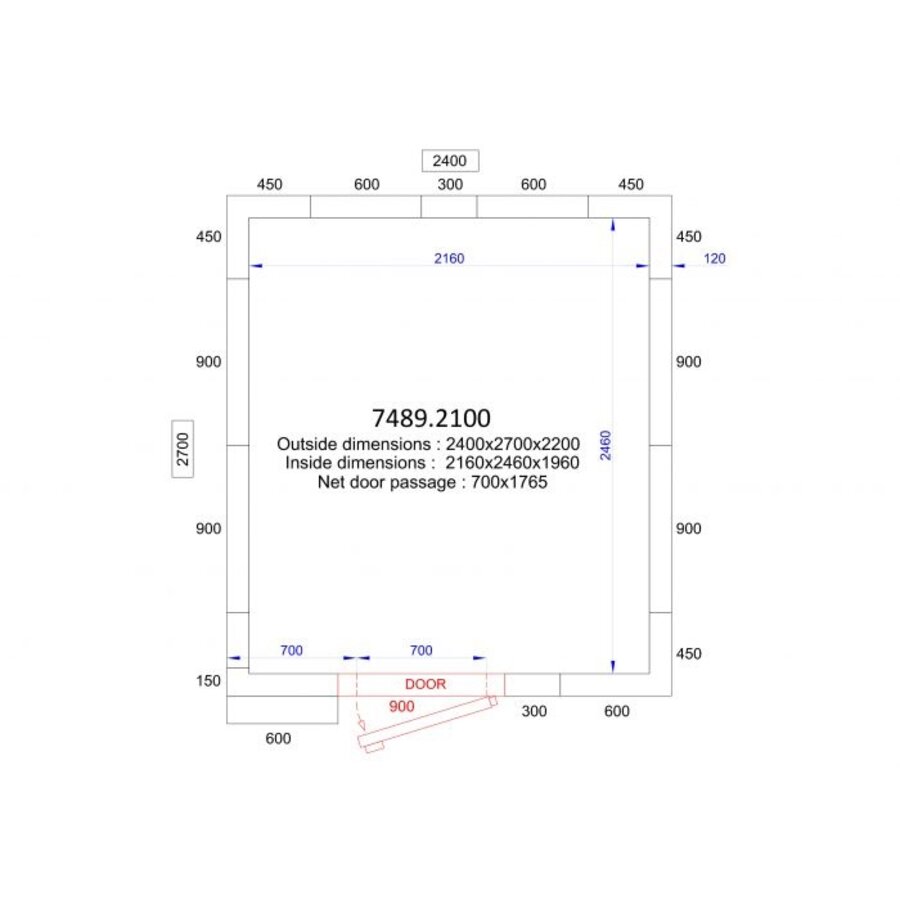 Freezer cell + insert motor | -20/-10 °C | 240 x 270 x 220 cm
