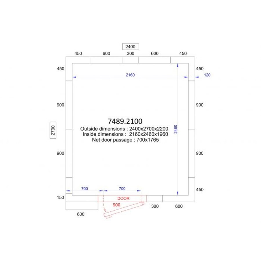 Freezer + plug-in motor | -20/-10 °C | 240 x 270 x 220 cm